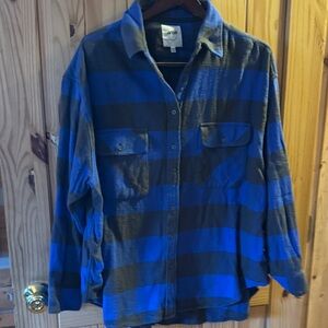 Aerie Blue and sage green flannel Shirt Jacket